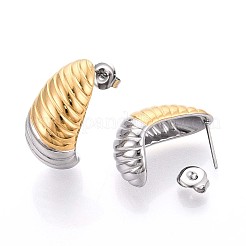 Двухцветные серьги-гвоздики из нержавеющей стали 304&nbsp;EJEW-N059-15GP