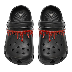 4 шт. украшение на цепочку для обуви из ПВХ с каплями крови и железными кольцами на Хэллоуин&nbsp;NJEW-SC0001-60