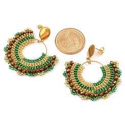 Серьги-гвоздики из нержавеющей стали 304 и бусин в стиле бохо для женщин&nbsp;EJEW-R001-05G-02