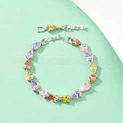 Теннисные браслеты из платиновой латуни с микропаве из кубических цирконий&nbsp;BJEW-B160-07P