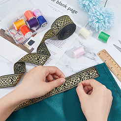 Жаккардовые ленты из полиэстера и цветов в этническом стиле длиной 7 м.&nbsp;SRIB-WH0011-186A