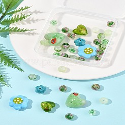 38 шт. 9 стиля стеклянных бусин ручной работы из серебряной фольги&nbsp;FOIL-FS0001-38