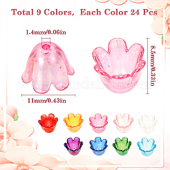 216 шт. 9-цветные акриловые колпачки для бусин с УФ-покрытием&nbsp;MACR-SC0001-38