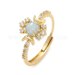 Латунные микро проложить пальцев кольца кубического циркония&nbsp;RJEW-D318-03G