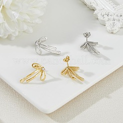 2 пара сережек-гвоздиков из латуни 2 цветов с прозрачным фианитом для женщин&nbsp;EJEW-HS0001-01