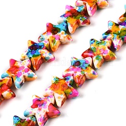 С напылением окрашенные синтетические бирюзовые бусинки&nbsp;UNKW-T001-11D