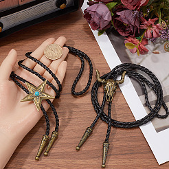 2 шт. 2 стиля регулируемый винтажный галстук-боло из искусственной кожи&nbsp;NJEW-GF0001-11