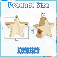 60 шт. Латунные бусины&nbsp;KK-PH0012-49G-03