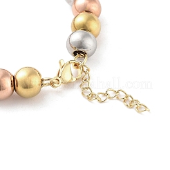 202 браслета из нержавеющей стали с круглыми бусинами для мужчин и женщин&nbsp;BJEW-D034-01MC