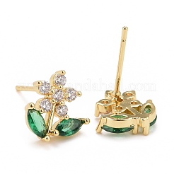 Серьги-гвоздики с кубическим цирконием в виде цветка жизни&nbsp;EJEW-G288-22G