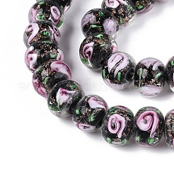 Нити бусин-рондель с внутренним цветком ручной работы в технике лэмпворк&nbsp;LAMP-T022-24M