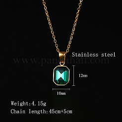 Колье-подвеска из стеклянного прямоугольника с золотыми цепочками из нержавеющей стали&nbsp;ZR6442