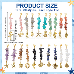 20 шт. подвеска с натуральными и синтетическими драгоценными камнями&nbsp;HJEW-PH02095