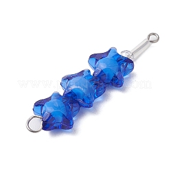 8 шт. 8-цветные акриловые и стеклянные подвески-звездочки с бусинами-соединителями&nbsp;PALLOY-JF03516