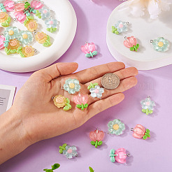 30шт 5 цвета прозрачные подвески из смолы&nbsp;RESI-TA0001-68