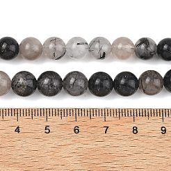 Натуральный турмалированный кварц / черный рутиловый кварц&nbsp;G-D361-01A-8-9mm