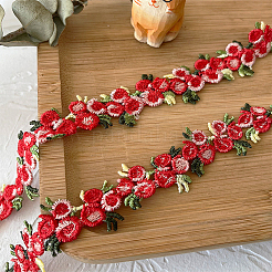 Жаккардовая лента из полиэстера с цветами&nbsp;FABR-PW0001-248B