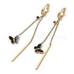 Серьги-кольца с кисточками и эмалью в виде бабочек из нержавеющей стали 304&nbsp;EJEW-G453-10G