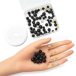 Круглые бусины из натурального лавового камня для изготовления браслетов «сделай сам»&nbsp;DIY-FS0002-01