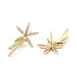 Прозрачные серьги-гвоздики с листьями кубического циркония&nbsp;KK-D080-22G