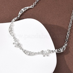 Латунные цепочки-банты и полые лунные звенья с прозрачными кубическими цирконами&nbsp;NJEW-D348-02P