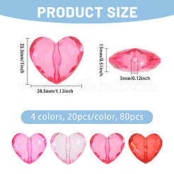 80 шт. двухцветные прозрачные акриловые бусины в форме сердца&nbsp;OACR-CA0001-23
