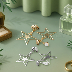 2 пара двухцветных латунных серег-клипс&nbsp;EJEW-HY0001-10B