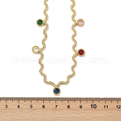 Ожерелья-кисточки из нержавеющей стали 304 с разноцветными кубическими цирконами для женщин&nbsp;NJEW-V015-01G-D