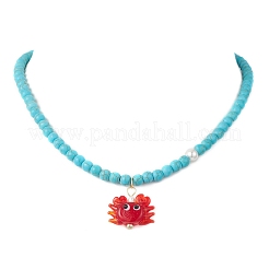 Летний пляжный кулон ручной работы в стиле лэмпворк в виде красного краба&nbsp;NJEW-JN05916