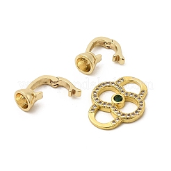 Реечное покрытие латунь микро паве прозрачный и зеленый кубический цирконий складные застежки&nbsp;KK-E034-54G