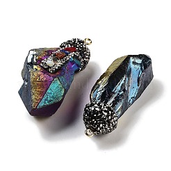 Гальванические большие подвески из необработанного натурального кварца с кристаллами&nbsp;G-B077-04A-07