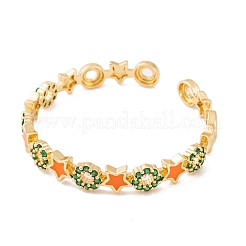 Женские открытые браслеты на манжетах из латуни с фианитами&nbsp;BJEW-S147-17G-B