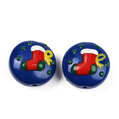 Рождественские эмалевые бусины ручной работы в технике лэмпворк&nbsp;X1-LAMP-C020-03F