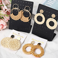 4 пара сережек-гвоздиков из ротанга в 4 стилях&nbsp;EJEW-SP0001-16D