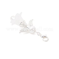 Подвесные украшения из стеклянного жемчуга и прозрачного акрила в виде ангела с крыльями&nbsp;HJEW-JM03898-04
