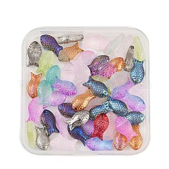 50шт 5 цвета прозрачные окрашенные распылением стеклянные бусины&nbsp;GLAA-FP0001-41