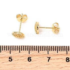 Серьги-гвоздики в форме ракушки из латуни с микропаве из прозрачных кубических цирконий&nbsp;EJEW-A135-02G
