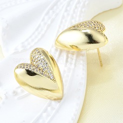 Женские серьги-гвоздики из латуни с микропаве и прозрачным кубическим цирконием&nbsp;EJEW-F363-06G