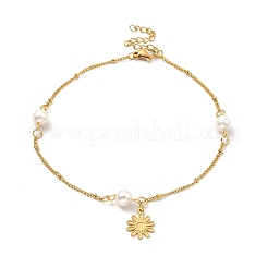 Браслет ccb с жемчужными звеньями AJEW-C021-04G