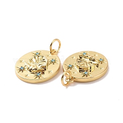 Овальные подвески с узором в виде ракушек из латуни с микропаве и кубическим цирконием&nbsp;KK-G435-10G