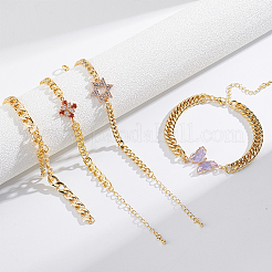 4 шт. 4 стиля стойка покрытие латунь витая цепь браслет изготовление&nbsp;KK-PH0010-82