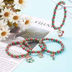 Рождественские тематические браслеты с подвесками для детей&nbsp;BJEW-JB06170