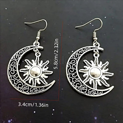 Серьги-подвески из сплава «луна с солнцем»&nbsp;FS-WG4E656-01