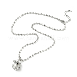 Латунные ожерелья с подвеской в виде привидения на Хэллоуин из черной эмали&nbsp;NJEW-B135-01A-P