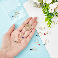 5 пара двухцветных эмалевых сережек-колец с подвесками от сглаза&nbsp;EJEW-AR0001-04