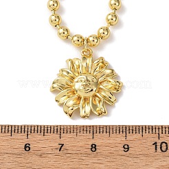 Латунные подвески-цветы с цепочкой из шариков&nbsp;NJEW-D348-01G