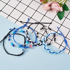 Набор браслетов с плетеным шнуром из вощеной полиэфирной нити&nbsp;BJEW-SW00032-01