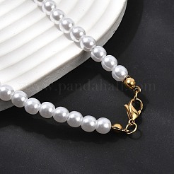 Белые круглые пластиковые жемчужные бусы диаметром 6 мм для женщин&nbsp;NJEW-L469-02G