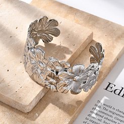 Браслеты-манжеты из нержавеющей стали 304 для женщин&nbsp;BJEW-B108-08P