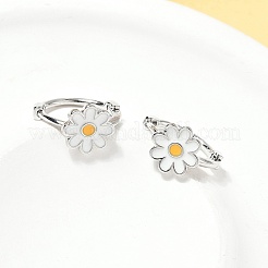 Серьги-кольца из латуни с эмалью в виде маргаритки для женщин&nbsp;LS-EJEW-G434-02P
